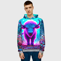 Толстовка-худи мужская Белый буйвол, цвет: 3D-меланж — фото 2