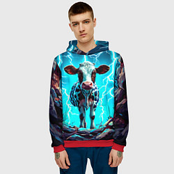 Толстовка-худи мужская Корова в разрядах молнии, цвет: 3D-красный — фото 2