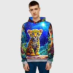 Толстовка-худи мужская Ягуар в звездную ночь, цвет: 3D-меланж — фото 2