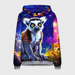 Толстовка-худи мужская Лемур и звездная ночь, цвет: 3D-меланж