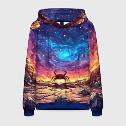 Толстовка-худи мужская Краб смотрит в космос, цвет: 3D-синий