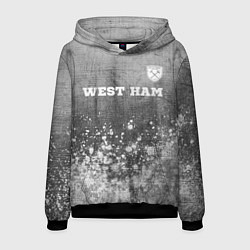 Толстовка-худи мужская West Ham - grey gradient посередине, цвет: 3D-черный