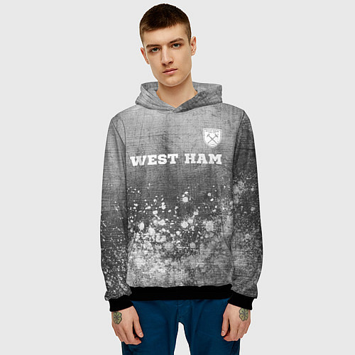 Мужская толстовка West Ham - grey gradient посередине / 3D-Черный – фото 3