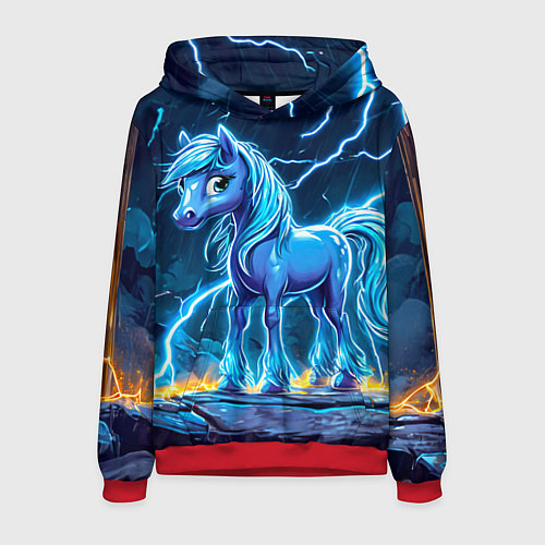 Мужская толстовка Лошадка в разрядах молнии / 3D-Красный – фото 1