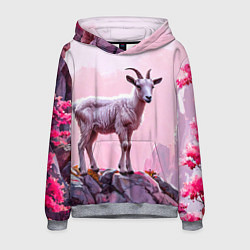 Толстовка-худи мужская Козлик в розовом свете, цвет: 3D-меланж