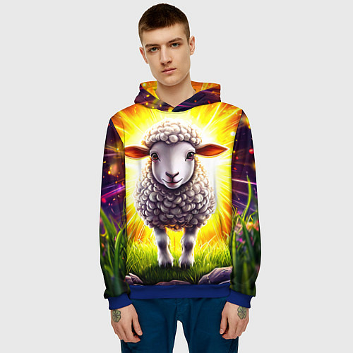 Мужская толстовка Овечка в ярких лучах / 3D-Синий – фото 3