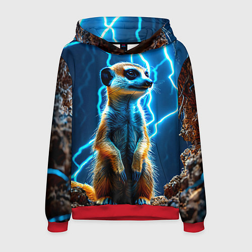 Мужская толстовка Сурикат в разрядах молний / 3D-Красный – фото 1