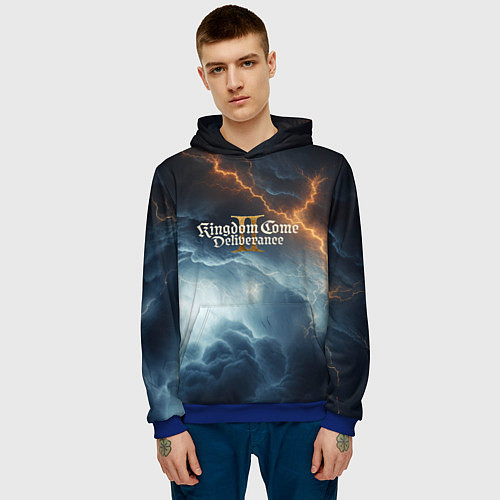 Мужская толстовка Kingdom Come Deliverance 2 молнии в небе / 3D-Синий – фото 3