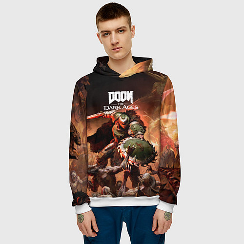 Мужская толстовка Doom slayer Doom the dark ages / 3D-Белый – фото 3