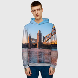 Толстовка-худи мужская Большеохтинский мост в Санкт-Петербурге, цвет: 3D-меланж — фото 2