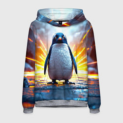 Толстовка-худи мужская Эпичный пингвин, цвет: 3D-меланж
