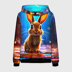 Толстовка-худи мужская Ушастый зайка, цвет: 3D-черный