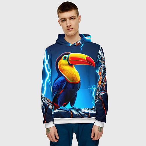 Мужская толстовка Тукан и молния / 3D-Белый – фото 3