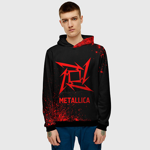 Мужская толстовка Metallica - red gradient / 3D-Черный – фото 3