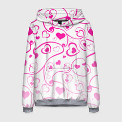 Толстовка-худи мужская Узорные сердца, цвет: 3D-меланж