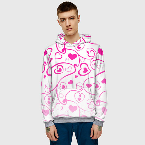 Мужская толстовка Узорные сердца / 3D-Меланж – фото 3