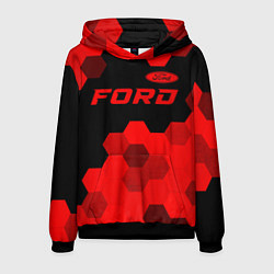 Толстовка-худи мужская Ford - red gradient посередине, цвет: 3D-черный