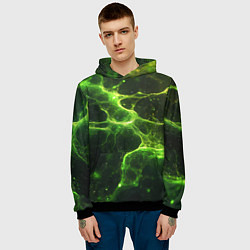 Толстовка-худи мужская Зеленые волокна текстура, цвет: 3D-черный — фото 2