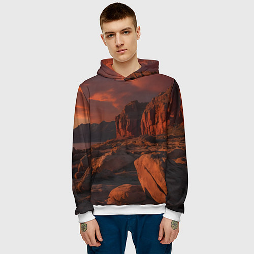 Мужская толстовка Ночной каньон / 3D-Белый – фото 3