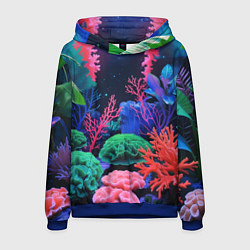 Толстовка-худи мужская Подводный мир с кораллами, цвет: 3D-синий