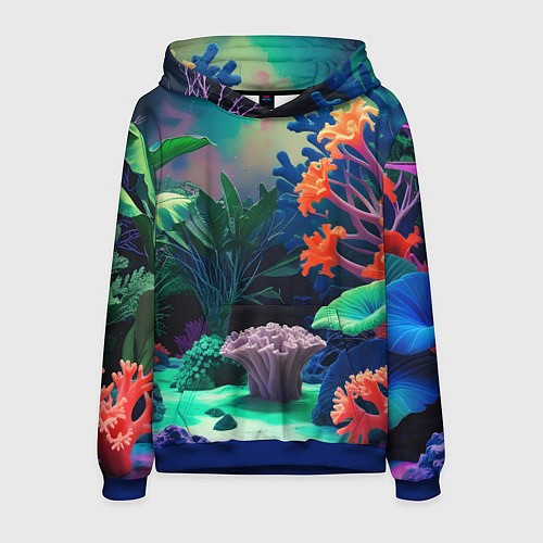 Мужская толстовка Морское дно с кораллами / 3D-Синий – фото 1