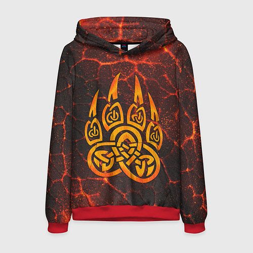 Мужская толстовка Символ волчья лапа в огненной стихии / 3D-Красный – фото 1