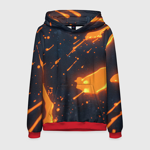 Мужская толстовка Оранжевая краска в движении / 3D-Красный – фото 1