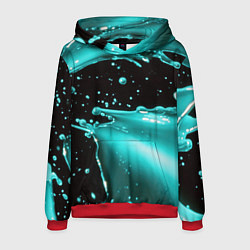 Толстовка-худи мужская Разрыв голубой краски, цвет: 3D-красный