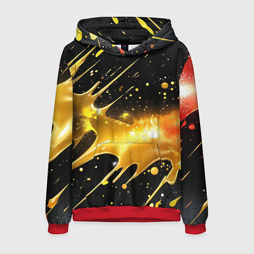 Мужская толстовка Оранжевая краска на черном / 3D-Красный – фото 1