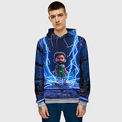 Толстовка-худи мужская Браун Джейлен в разрядах молний, цвет: 3D-меланж — фото 2