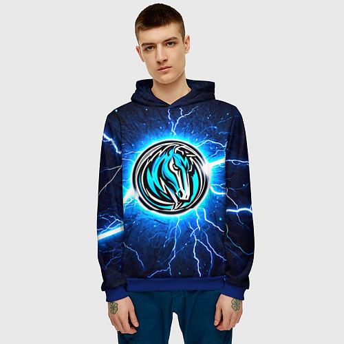 Мужская толстовка Даллас Маверикс в разрядах молний / 3D-Синий – фото 3