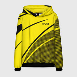Толстовка-худи мужская Sport жёлтый с чёрным точечный, цвет: 3D-черный