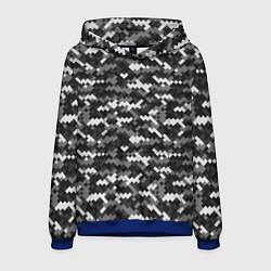 Толстовка-худи мужская Серая пиксельная текстура, цвет: 3D-синий