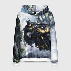 Толстовка-худи мужская Бэтмен на мотоцикле, цвет: 3D-белый