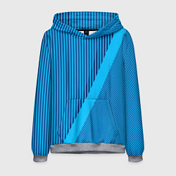 Толстовка-худи мужская Сине-голубой с широкой полосой, цвет: 3D-меланж