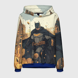 Толстовка-худи мужская Бэтмен и разрушенный город, цвет: 3D-синий