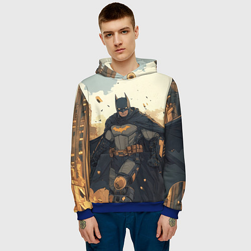 Мужская толстовка Бэтмен и разрушенный город / 3D-Синий – фото 3