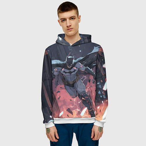 Мужская толстовка Полет Бэтмена / 3D-Белый – фото 3