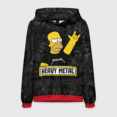 Мужская толстовка Heavy metal Гомер симпсон / 3D-Красный – фото 1