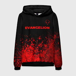 Толстовка-худи мужская Evangelion - red gradient посередине, цвет: 3D-черный
