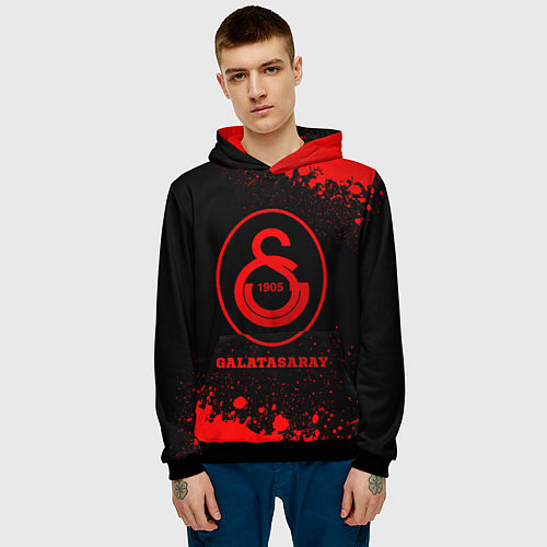 Мужская толстовка Galatasaray - red gradient / 3D-Черный – фото 3