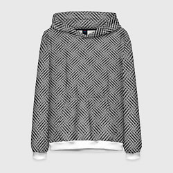 Толстовка-худи мужская Чёрно-белая текстура узор, цвет: 3D-белый