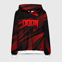 Толстовка-худи мужская Doom - красная абстракция, цвет: 3D-белый