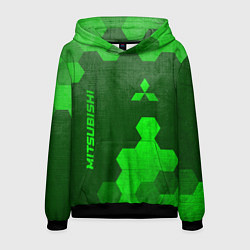 Толстовка-худи мужская Mitsubishi - green gradient вертикально, цвет: 3D-черный