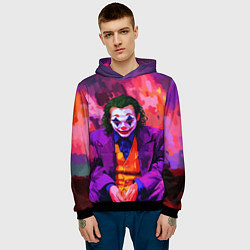 Толстовка-худи мужская Джокер рисунок красками, цвет: 3D-черный — фото 2