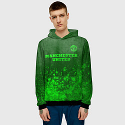 Толстовка-худи мужская Manchester United - green gradient посередине, цвет: 3D-черный — фото 2