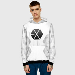 Толстовка-худи мужская Exo white poly, цвет: 3D-черный — фото 2