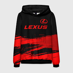 Толстовка-худи мужская Lexus - red gradient посередине, цвет: 3D-черный