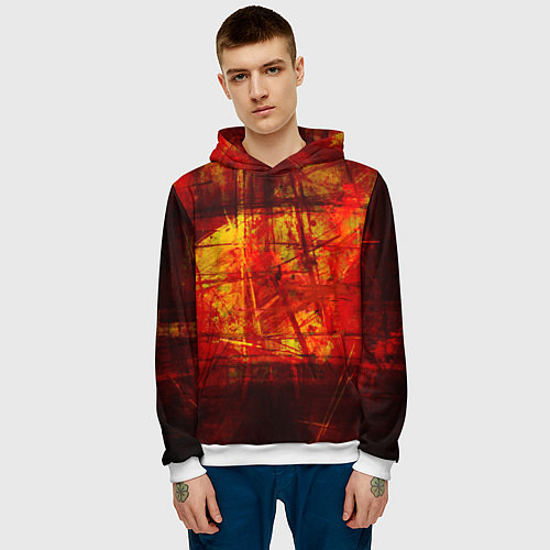 Мужская толстовка Абстракция - red grunge tear / 3D-Белый – фото 3