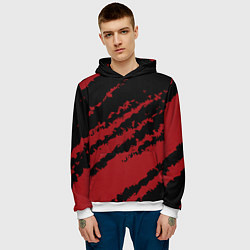 Толстовка-худи мужская The color is red and black, цвет: 3D-белый — фото 2